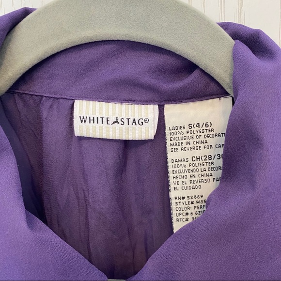 Vintage Purple Lace Ruffle Button Up Top with Bell Sleeves Size Small - Picture 4 of 7